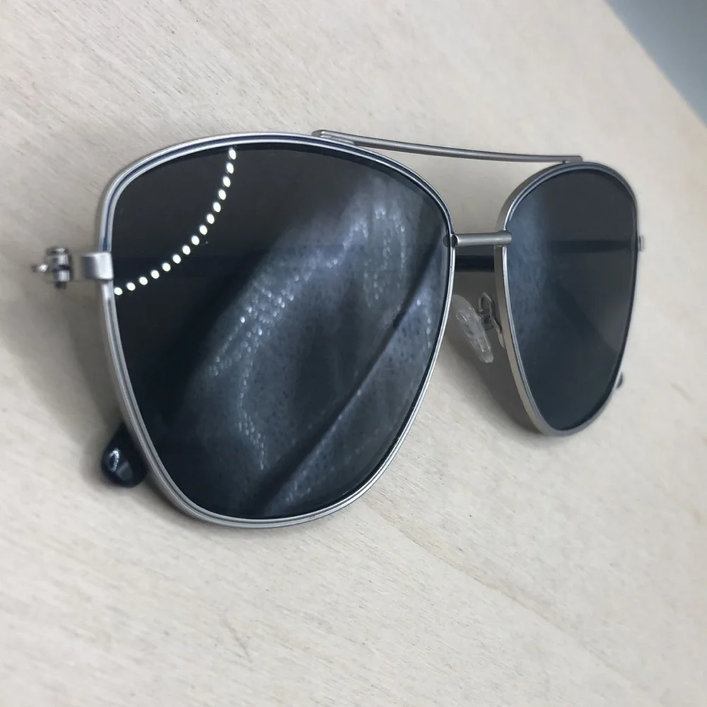 Nicole Miller Carmel C03 Matte Silver Gunmetal Pilot Sunglasses 57-14-140 UNISEX